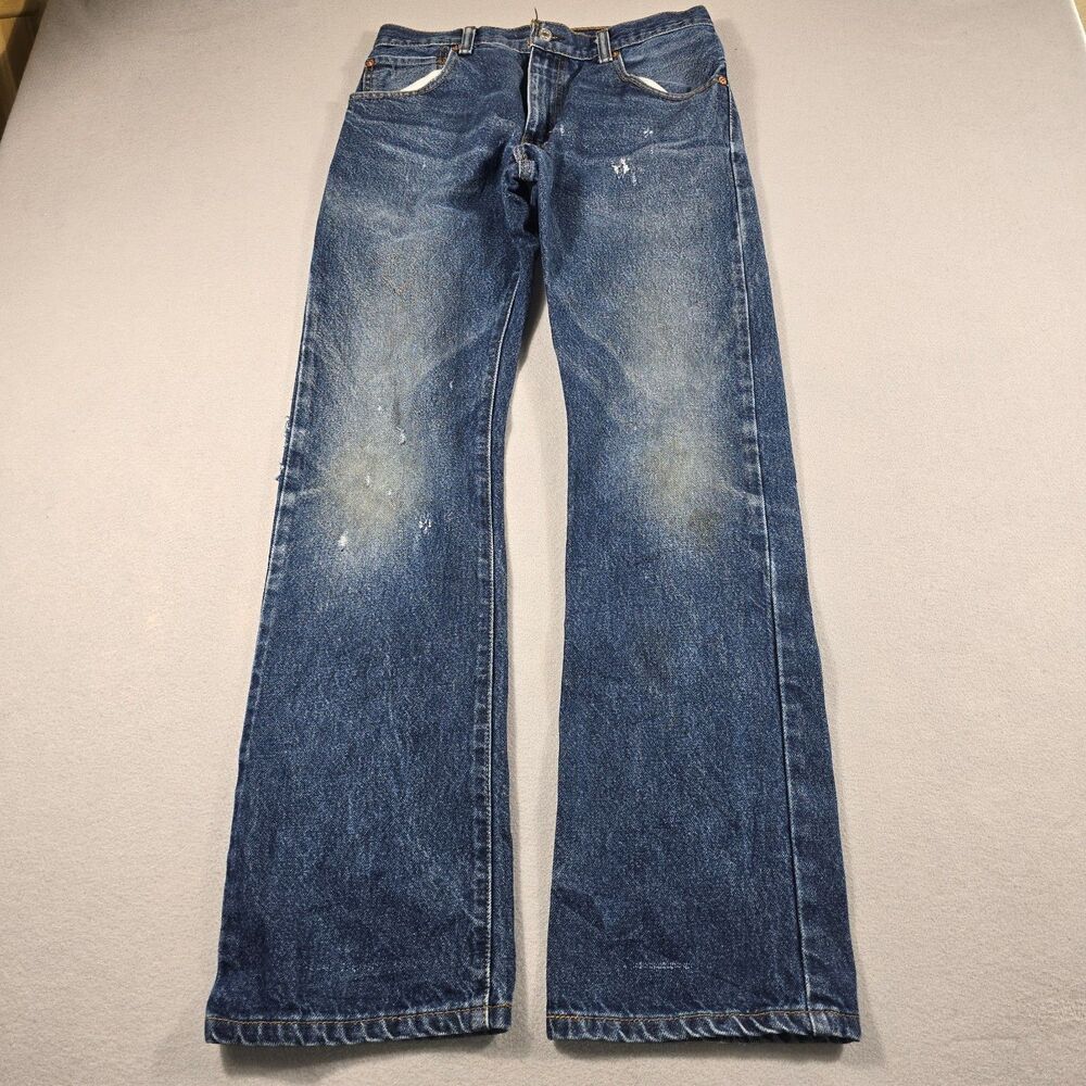 Levi's 517 Men's 31x32 Dark Wash Blue Bootcut Jeans Destroyed Ripped
